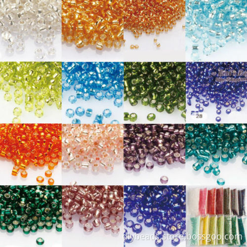 Seed Bead glass silver line 15colors to option 15/0 irregular round